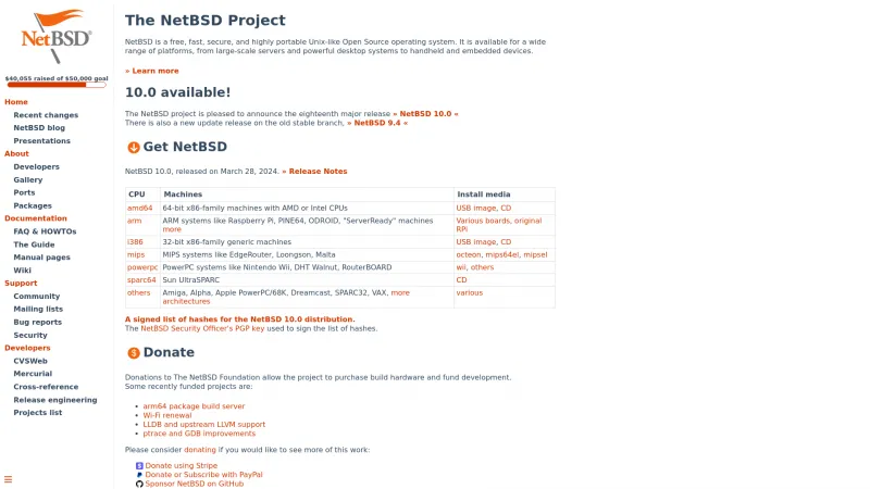 Homepage of NetBSD