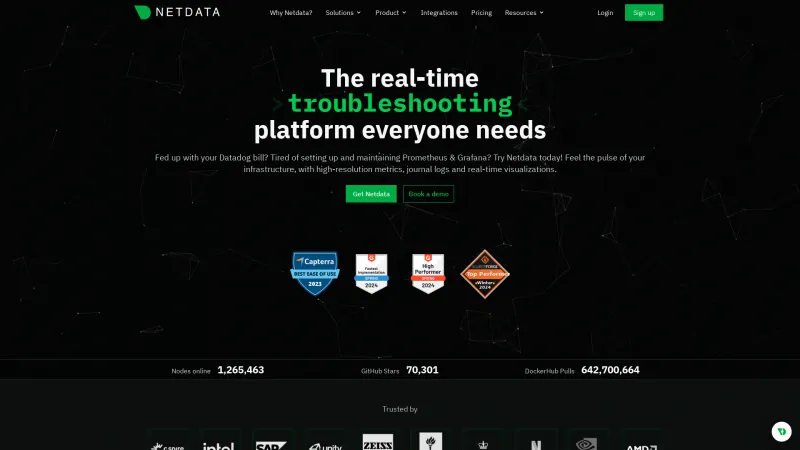 Homepage of Netdata