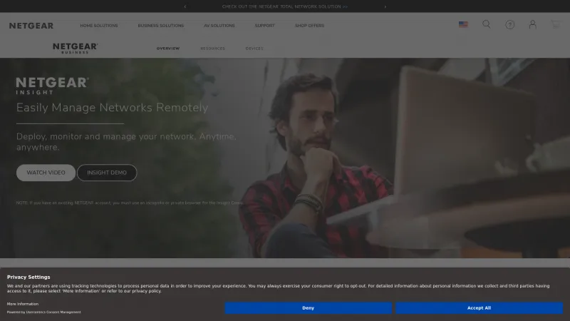 Homepage of NETGEAR Insight