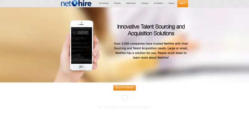 Homepage of NetHire CMS