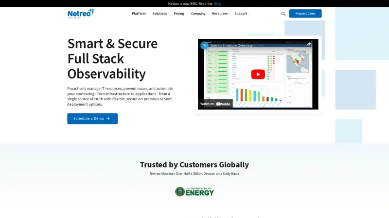 Homepage of Netreo