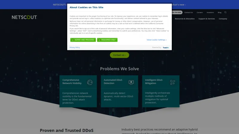 Homepage of NETSCOUT Arbor DDoS