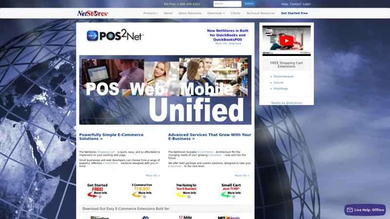 Homepage of NetStores Shopping Cart