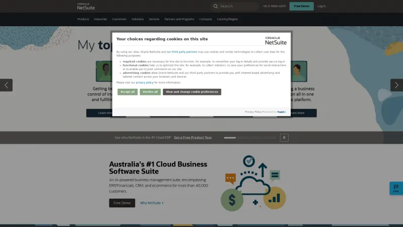 Homepage of NetSuite