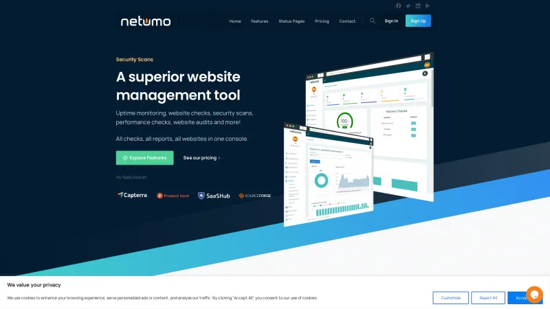 Homepage of Netumo