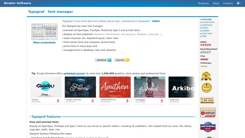 Homepage of Typograf