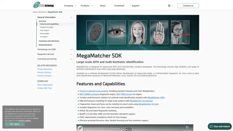 Homepage of MegaMatcher SDK