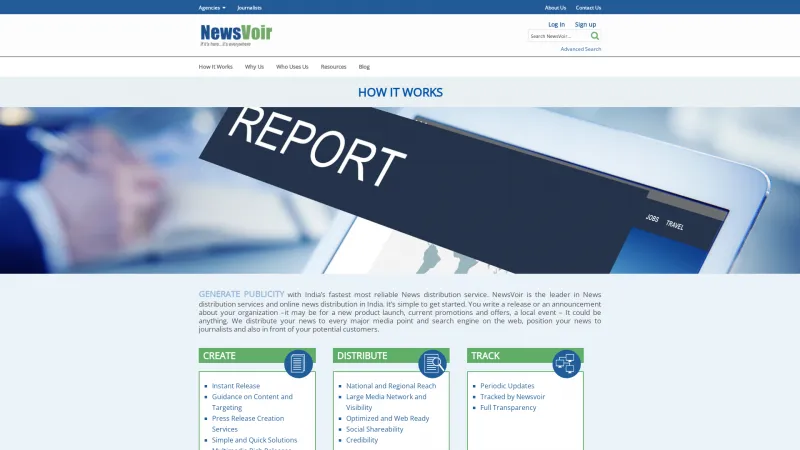 Homepage of NewsVoir