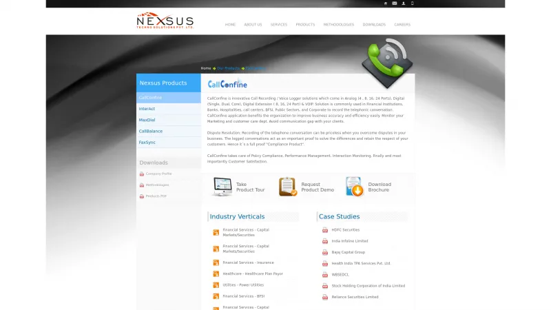 Homepage of CallConfine