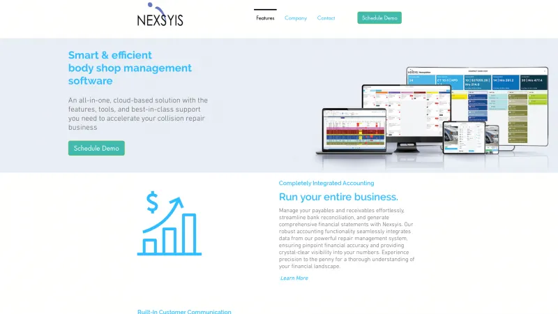 Homepage of Nexsyis Collision