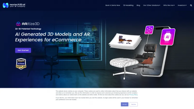 Homepage of ARitize 3D Configurator