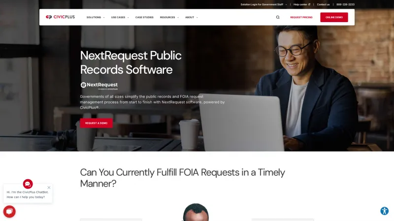 Homepage of NextRequest