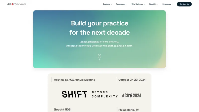 Homepage of Next Services