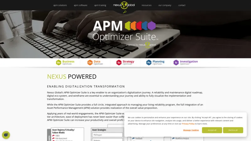 Homepage of Nexus Global APM Optimizer Suite