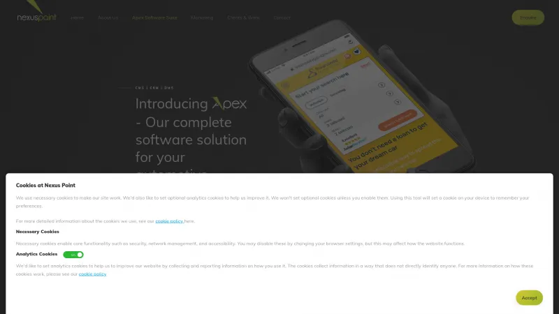 Homepage of Nexus Point Apex