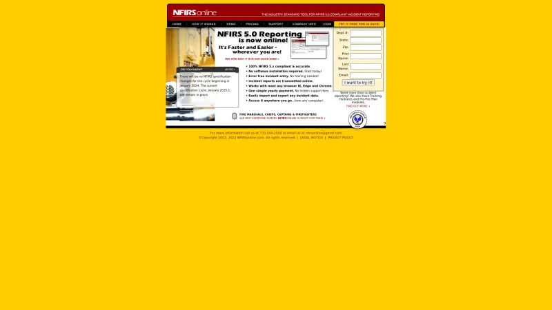 Homepage of NFIRSonline