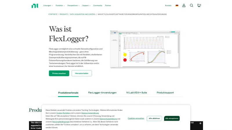 Homepage of FlexLogger