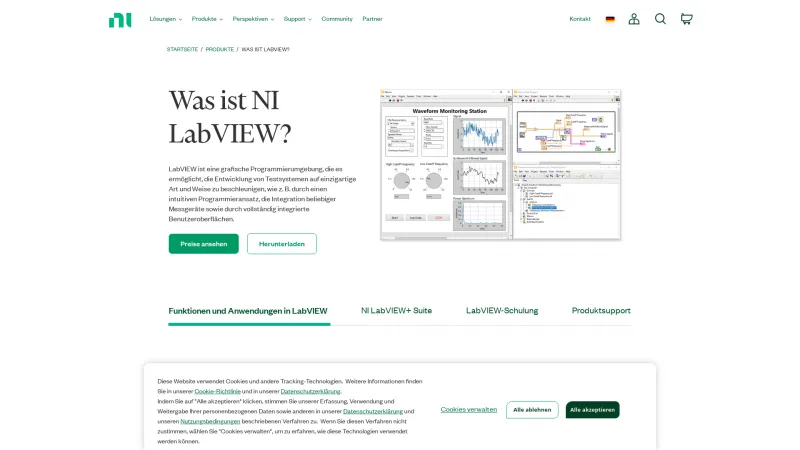 Homepage of LabVIEW