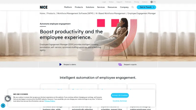 Homepage of NICE Employee Engagement Manager (EEM)