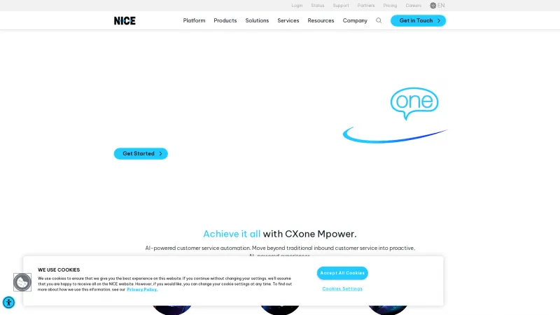 Homepage of NICE CXone