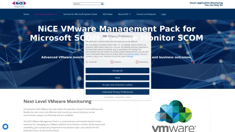 Homepage of NiCE VMware Management Pack