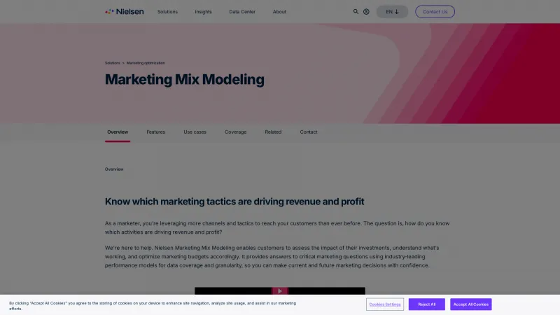 Homepage of Nielsen Marketing Mix Modeling