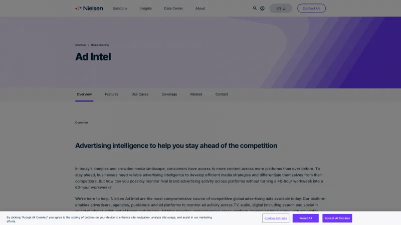 Homepage of Nielsen Ad Intel