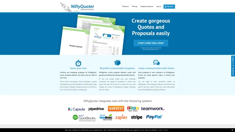 Homepage of NiftyQuoter