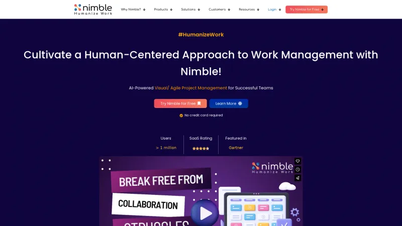 Homepage of Nimble