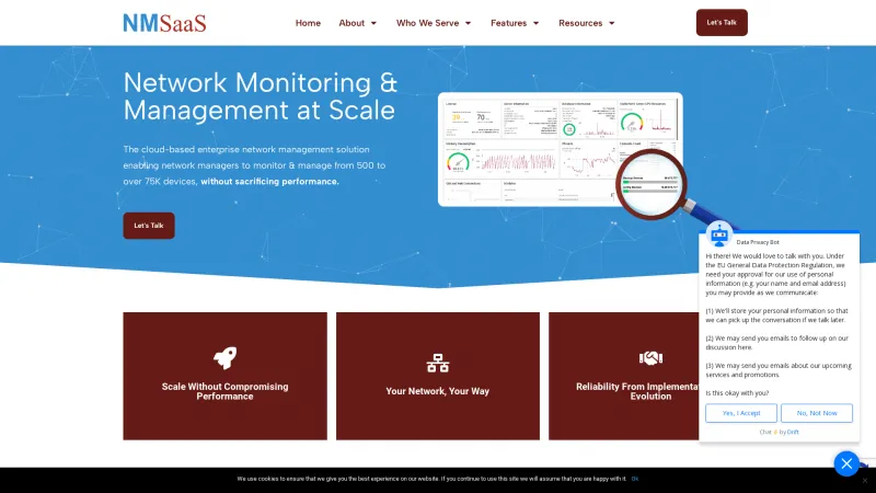 Homepage of NMSaaS