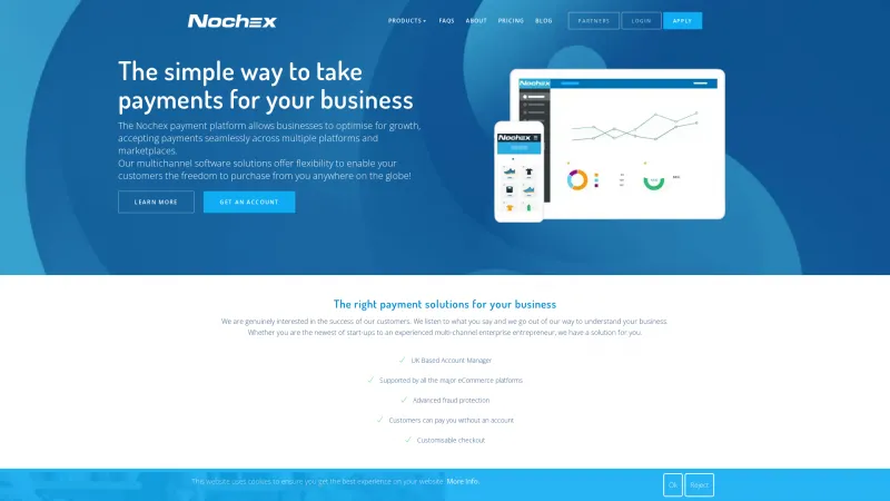 Homepage of Nochex