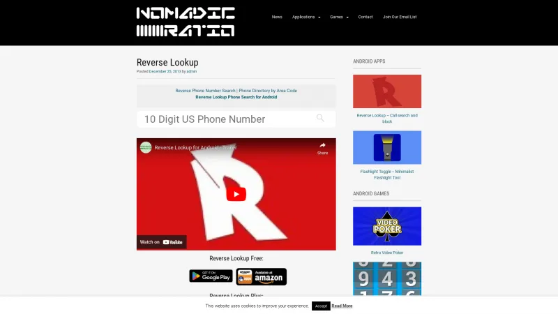 Homepage of Nomadic Ratio Reverse Lookup