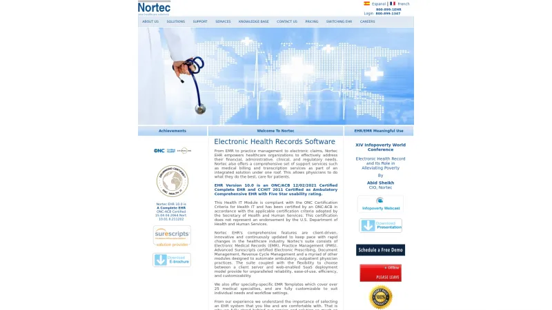 Homepage of NortecEHR