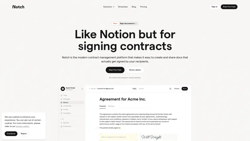 Homepage of Notch