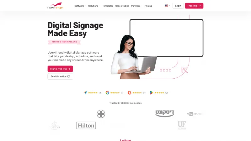 Homepage of NoviSign Digital Signage