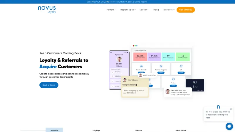 Homepage of Novus Loyalty