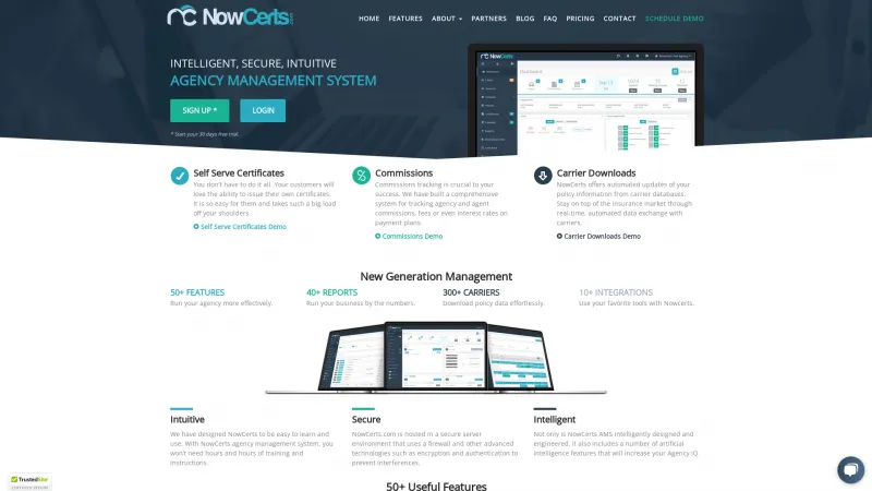 Homepage of NowCerts