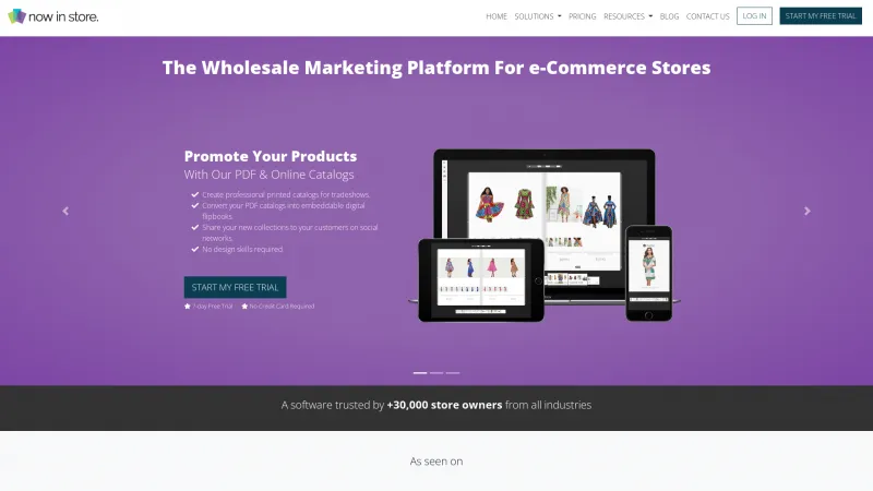 Homepage of Now In Store Catalog Builder