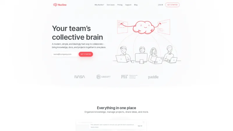 Homepage of Nuclino