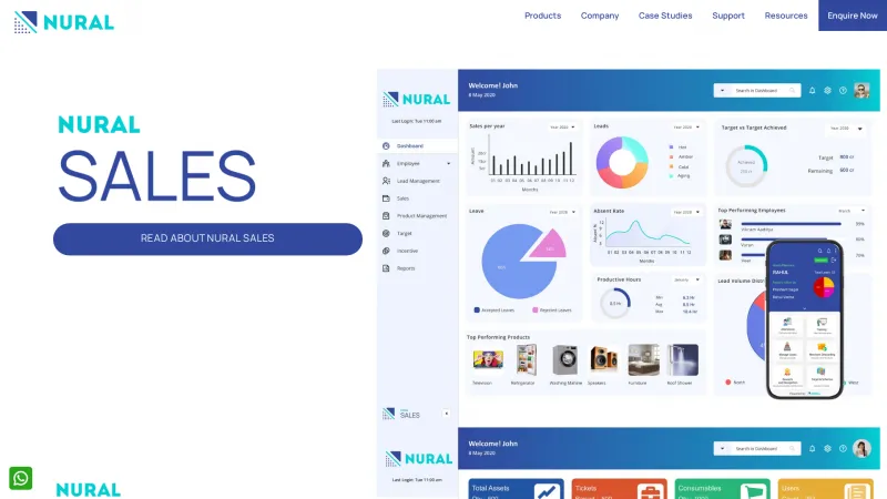 Homepage of Nural Sales CRM