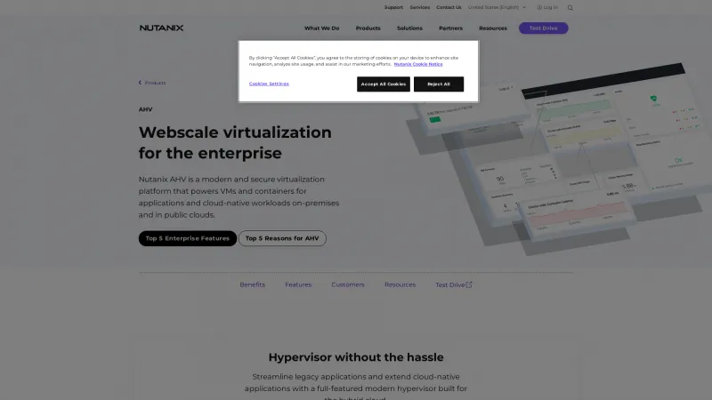 Homepage of Nutanix AHV Virtualization