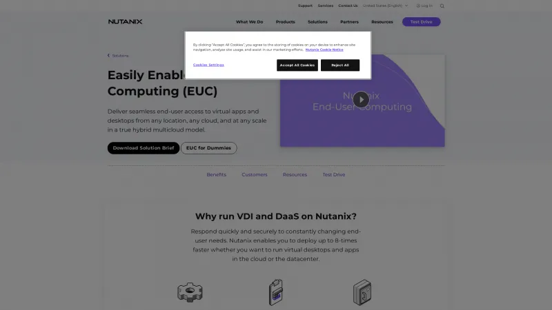 Homepage of Nutanix Frame