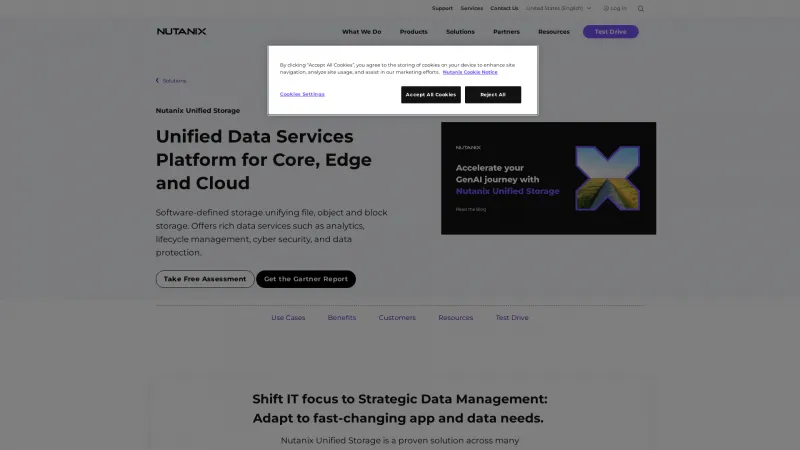 Homepage of Nutanix Unified Storage