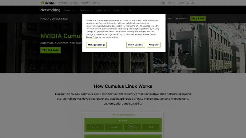 Homepage of NVIDIA Cumulus Linux