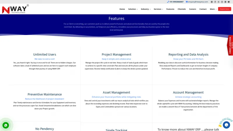 Homepage of NWAY ERP