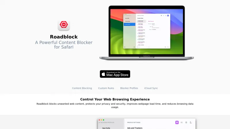 Homepage of Roadblock