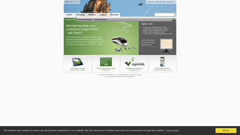 Homepage of Opinio 6.2