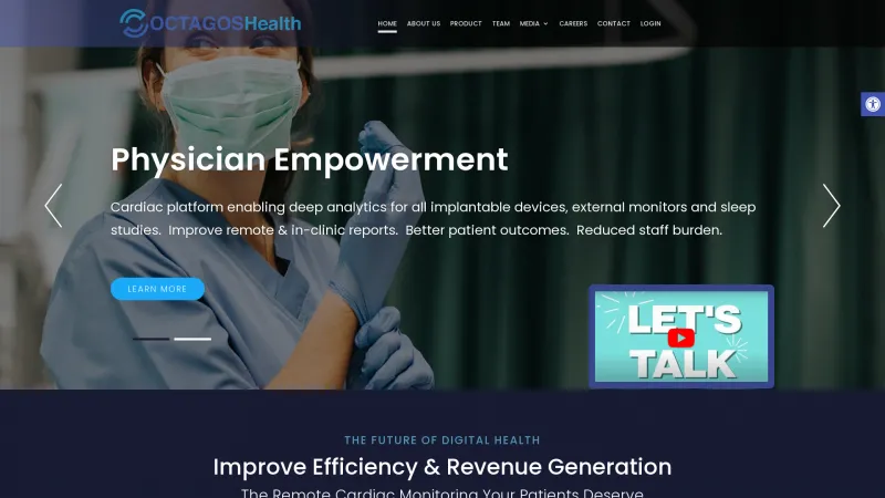 Homepage of Octagos Health