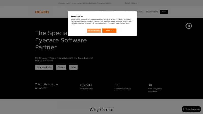 Homepage of Ocuco