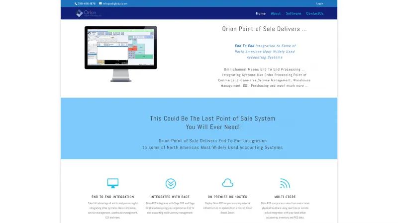 Homepage of Orion Point of Sale